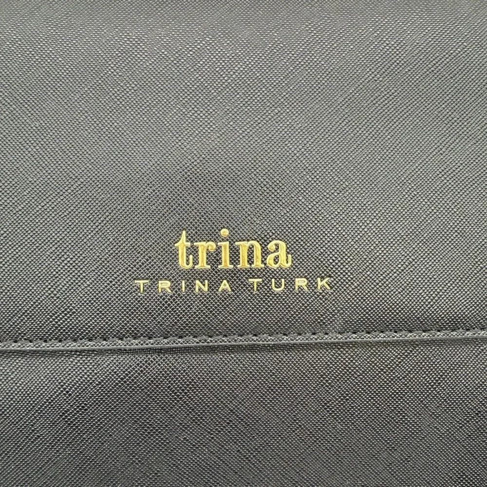 Trina Turk Top Handle Satchel Black Vegan Leather Shoulder‎ Bag $148 retail